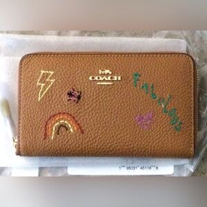 Coach Medium Id Zip Wallet With Diary Embroidery C9105